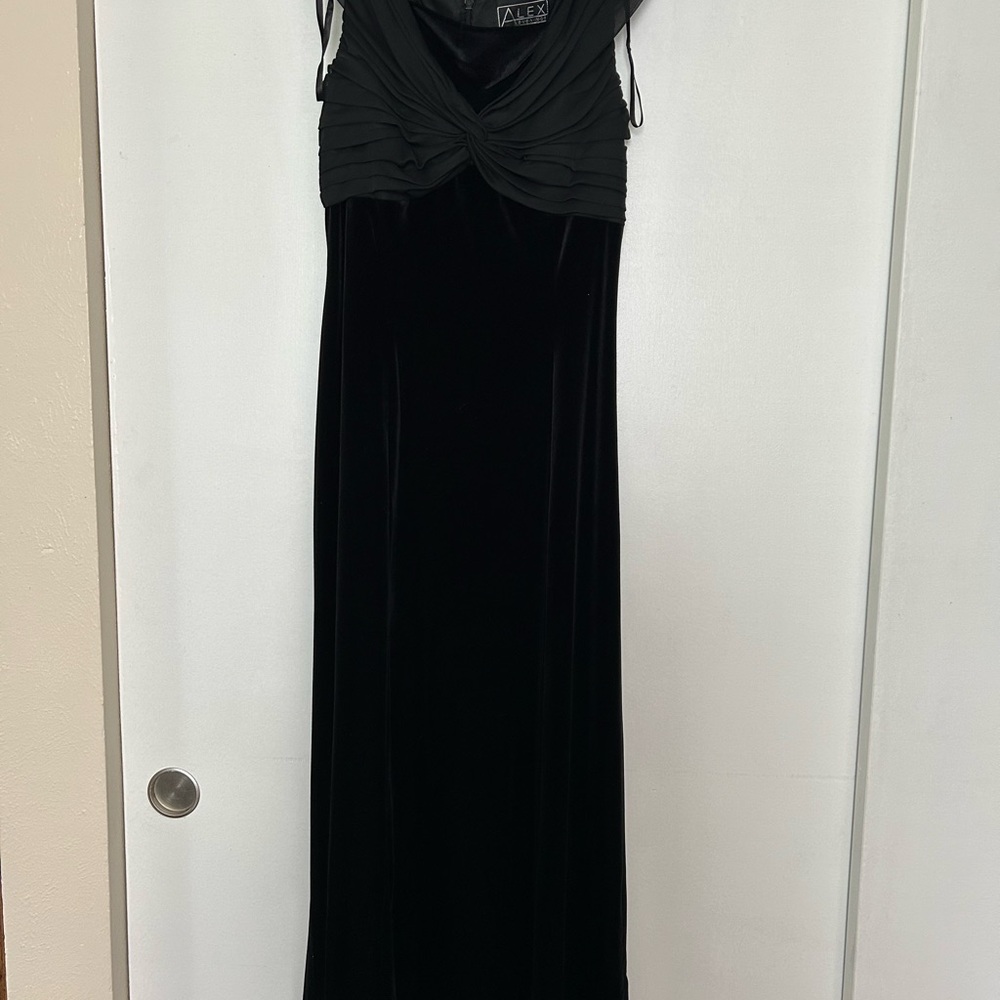 Alex Evenings Black Velvet Long Dress